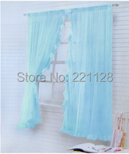 Price of 2pieces solid Organza window curtain screening decorated with Lace sheer panels blue white beige pink 2024 - buy cheap