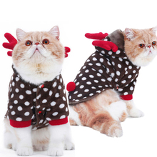 Pet cat Funny Clothes Christmas clothes Hallowmas suit Dot deer Elk Party Dress Flannel Thick Warm Soft Cute Cat Fall Winter 2024 - buy cheap