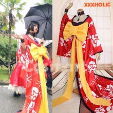 [Personalizado] figura de anime xxxholic ichihara yuuko, kimono vestido + colar + sutiã, dia das bruxas, carnaval, cosplay, traje de festa para mulheres 2024 - compre barato