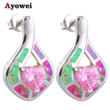Pendientes de circonita con forma de corazón rosa para mujer, joyería de moda, joyas de ópalo OE305A 2024 - compra barato