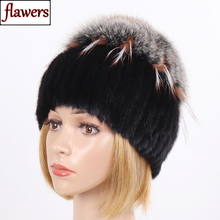2022 New Girl Fashion Knitted Real Mink Fur Hat Natural Quality Warm Mink Fur Cap Women Winter Luxury 100% Genuine Mink Fur Hats 2024 - compre barato