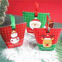 1 шт. веселый рождественский подарок на бумаге коробки подарочные пакеты конфеты несущей коробки для подарков мешок Xmas печенье Коробки упаковка Рождество вечерние Home Decor 2024 - купить недорого