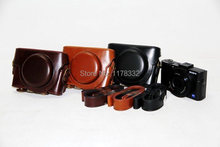 Горячая распродажа! Кожаный чехол для камеры, сумка, наплечный ремень для Sony DSC-RX100III RX100M2 RX100M3 + наплечный ремень 2024 - купить недорого