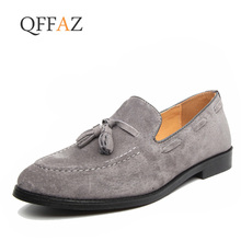 QFFAZ Men Fringe Decoration Luxury Brand Shoes Leather Dress Shoes Loafers Breathable Flats Driving Shoes Slip on Moccasins 2024 - buy cheap
