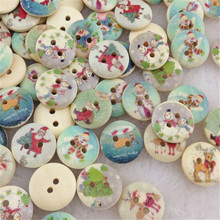 100pcs Mixed Christmas Pattern Wooden Buttons Fit Sewing and Scrapbook 15.0mm WB34 2024 - buy cheap