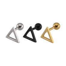 6/8mm Ball Triangle Earrings Titanium Steel Stainless Steel Earrings Female Geometric Hypoallergenic Earrings For Women Men 2024 - buy cheap