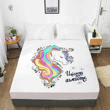 3D HD Digital Printing Custom Bed Sheet With Elastic,Fitted Sheet Twin Full Queen King,Mattress Cover 160x200,Cartoon unicorn 2024 - buy cheap