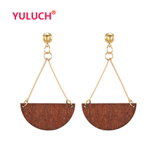 YULUCH Personality African Women's Fashion Jewelry Earrings for Wooden Semicircle Long Stud Earrings Fashion Girl Romantic Gift 2024 - buy cheap