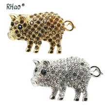 RHao Cute Rhinestone Pig Brooches Gold Lovely Small Pig Brooch pins animal brooches for Women Girls Clothes jewelry Gift Corsage 2024 - buy cheap