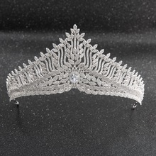 Tall Crystals CZ Cubic Zirconia Wedding Bridal Royal Tiara Diadem Crown Women Prom Hair Jewelry Accessories CH10239 2024 - buy cheap