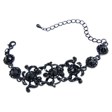 Pulseiras góticas de cristal para mulheres, braceletes pretos vintage com pedras de strass, joias para mulheres, pulseiras de entrançamento de goma, presentes brtj87 2024 - compre barato