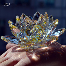 JQJ Feng shui Decorative Flowers Hand Crystal Glass Lotus Flower Figurine Craft Home Desk Ornament miniature christmas figurines 2024 - buy cheap