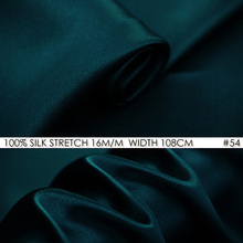 SILK STRETCH SATIN Fabric 108cm width 16momme/95% Pure Silk Fabric+5% Spandex for Wedding Party Dress-NO54 Deep Ocean Blue 2024 - buy cheap