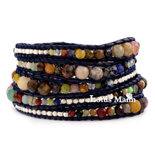 Dark Blue 12 constellation gem silver beads 5 wraps bracelet 2024 - buy cheap