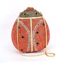 Gold-plated fashion set rhinestones high-grade dinner packages Lady beetle hand bag evening bag wholesale foreign trade 88242 2024 - buy cheap