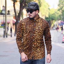 M-6xl Large Size Men's Clothing Tide Autumn Loose Long Sleeve Printing Leopard Shirt Hairstylist Nightclub Singer Costumes 2024 - buy cheap