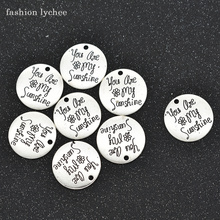 fashion lychee 8pcs Tibetan Silver Metal You Are My Sunshine Chords Charms For Jewelry Making Metal Beads Pendant 2024 - buy cheap