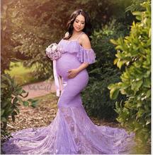 Vestido de renda para fotos de maternidade, vestido maxi para grávidas, manga curta 2024 - compre barato