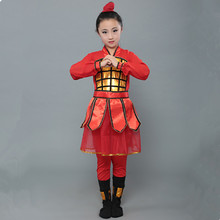 Hua mulan traje para meninas guerreiro chinês antigo, traje para crianças meninas soldado, fantasia de dança de festival 2024 - compre barato