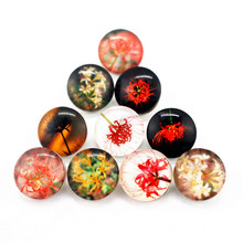 20pcs/lot New Snap Jewelry Beautiful Flower Plant Higanbana Glass Snap Buttons Fit 18mm Ginger Snap Button Bracelet Necklace 2024 - buy cheap