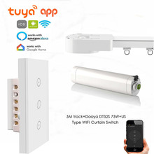 Tuya App Trilha Da Cortina Automática, Touch/Controle wifi, DT52S 75 W Motor + 5 M ou Menos Pista + EUA Switch Cortina wi-fi, Google Home/Alexa 2024 - compre barato