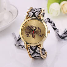 New 2016 Fashion casual DIY Elephant Pattern Women Dress Watches National Weave Gold Bracelet montre femme Quartz Clock Relogio 2024 - buy cheap
