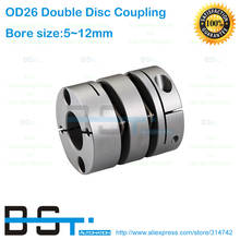 BSTMOTION Dia.26mm Double Disc Coupling 1.4N.m 5mm 6mm 7mm 8mm 10mm 11mm 12mm Bore Size Disk Coupler for Motor Shaft 2024 - buy cheap