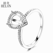 HELON 925 Plata de ley 8x6mm corte de pera Semi montaje 100% diamantes naturales genuinos compromiso boda mujeres fina anillo de joyería de 2024 - compra barato