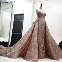 Rose Gold A-Line Sexy Sparkle Evening Dresses Detachable Train High-end Luxury Formal Evening Gowns Serene Hill LA6670 2024 - buy cheap