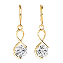 Trendy Women Gold Color Clear Cubic Zirconia CZ Esthetic Dangle Earrings Jewelry 2024 - buy cheap