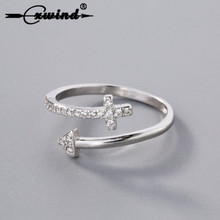 Cxwind-anillo con forma de cruz y flecha para niña y mujer, joyería de Zodíaco Sagitario, con incrustaciones de circonita AAA, joyería de regalo 2024 - compra barato