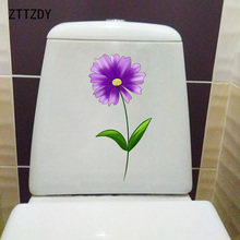 ZTTZDY 11.2*22.5CM Purple Flower Cartoon WC Toilet Sticker Decoration Home Wall Decal T2-0713 2024 - buy cheap