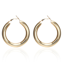 2018 New Fashion Women's Popular Hoop Earrings Golden Silver Color Simple Round Statement Earrings Whlesale Jewelry A26 2024 - buy cheap