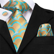SN-3113 Hi-Tie 8.5cm 100% Silk Men's Lemon Green Tie Necktie Hanky Cufflinks Set for Men Novelty Party Wedding Tie Set 2024 - buy cheap