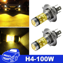 2Pcs H4 100W High Power Car Lights 2323 LED YELLOW Projector Fog Driving Light Bulbs 2024 - buy cheap