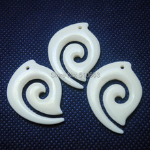 2 Pieces/ Lot Natural White Polished Carving Bovine Bone Ox Bone Material Cattle Beads Size: 28x38mm 2024 - buy cheap