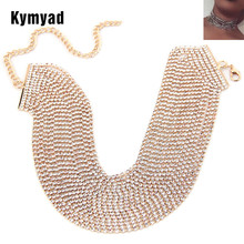 Kymyad-Collar de lujo para mujer, gargantilla de cristal multicapa, cadena de eslabones, Bisutería 2024 - compra barato