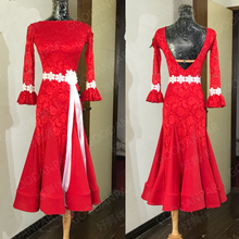 GOODANPAR Sexy Lace Lycra Ballroom Dance Practice Dress Women With Bodysuit Bra Cups Waltz Costume Standard Dance Wear red 2024 - buy cheap