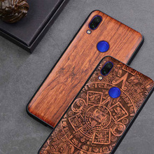 Capa de celular redmi note 7, capa de madeira real para xiaomi redmi note 7 note7 pro, capa tpu à prova de choque 2024 - compre barato