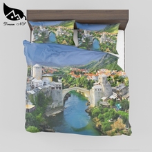 Juego de cama de diseño de paisaje 3D para el hogar, ropa de cama con estampado moderno, funda de lino y almohada, supersuave, Dream NS 2024 - compra barato