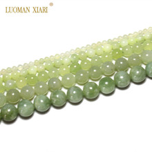 Fine AAA Natural Round  New Green Jade Stone Beads  For Jewelry Making DIY  Bracelet Necklace 4/6/8/10/12 mm Strand 15'' 2024 - buy cheap