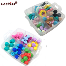 Baby Teether 2 Boxed Silicone Teether Hexagon Beads Star Pendant Pacifier Clip Silicone Flower DIY baby teething necklace 2024 - buy cheap