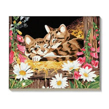 Mahuaf-x078 equadros de parede vintage Pintura por números pintura lona óleo DIY 40x50 cm pintados à mão arte da parede imagem amor de gatos 2024 - compre barato