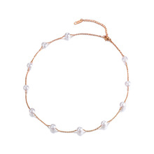 JeeMango-collar de cadena de perlas simulada y de eslabones para mujer, Gargantilla clásica de acero y titanio, 11 Uds., N18009 2024 - compra barato