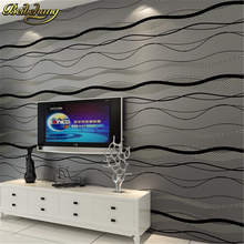 Papel de pared de lujo de alta gama beibehang, papel de pared flocado con textura en relieve, rayas y ondas de estilo Simple 2024 - compra barato