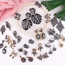 Lubov brincos clássicos em forma de pedra de cristal femininos, brincos para mulheres, em formato de folha de flor, estrela, joias de festa 2024 - compre barato