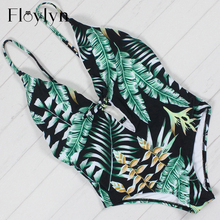 Floylyn-bañador de una pieza para mujer, traje de baño Sexy, Monokini de vendaje con estampado botánico, Vintage, ropa de playa para verano 2024 - compra barato