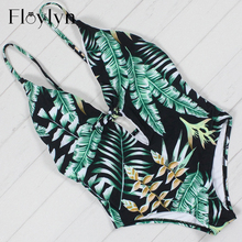 Floylyn One Piece Swimsuit Sexy Swimwear Women Botanical Print Bandage Monokini Bathing Suit Swim Vintage Summer Beach Wear 2024 - buy cheap