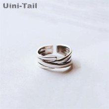 Uini-tail-Anillo de Nueva inclusión de ley 2019 925, Plata irregular retro, simple, a la moda, flow, anillo multicapa enrollado 2024 - compra barato