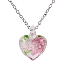 Colgante de cristal de Murano con forma de corazón para mujer y niña, collar con colgante de cristal con flores rosas en el interior, regalos de joyería de verano 2024 - compra barato